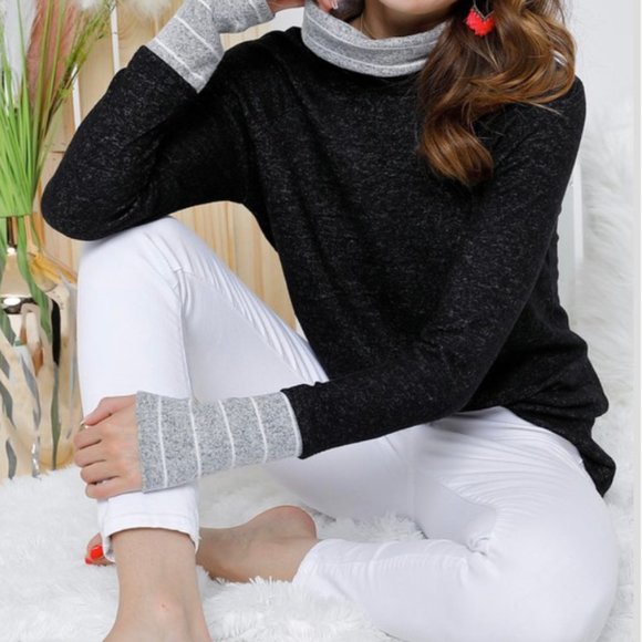 Mock Neck Striped Top - Picture 1 of 1